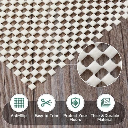 BALEINE Non Slip Rug Pad Rug Gripper for Hardwood Floors, Extra Thick Non Slip Mat Under Carpet (5'x7') view 3