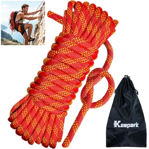 Keepark 10.5mm 1/2 Inch Static Climbing Rope - 32FT to 150FT - 9000lbs Arborist Tree Rope, Heavy Duty Rappelling Rope for Adults & Kids Rock Climbing, Fire Rescue, Escape, Caving, Sailing & Swing — image 1