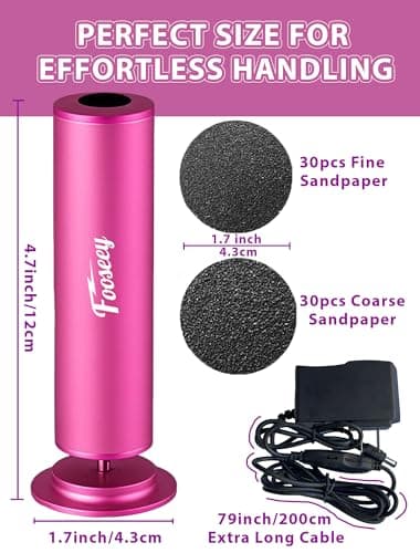 Electric Foot Callus Remover FSA Eligble HSA Item, Professional Pedicure Machine with 60pcs Sandpaper Discs, Adjustable Speed Foot Files for Deadskin, Dry and Cracked Feet view 6