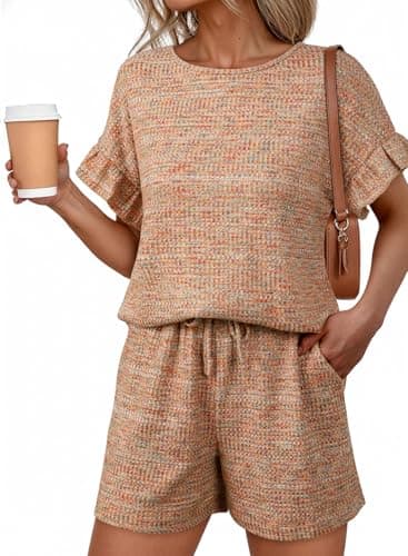 Dokotoo Women's 2 Piece Short Sleeve Outfits Casual Summer Shorts Set Lounge Matching Sets with Pockets — image 1