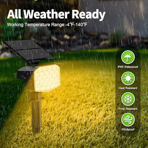 MinPea 8 Pack Solar Spot Lights Outdoor, 2-in-1 Solar Lights Outdoor Waterproof IP65, Solar Powered Landscape Spotlights 3 Modes for Yard Garden Pathway Driveway Tree(Warm White) view 6