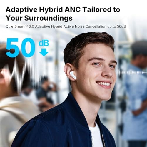EarFun Air Pro 4+ Adaptive Noise Cancelling Wireless Earbuds, Qualcomm aptX Lossless, Dual Drivers, Translation Earbuds, Snapdragon Sound, 6 Mics AI Clear Call, Hi-Res Sound, Bluetooth 6.0, 54H, White view 4