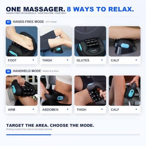 Electric Foot & Body Massager Roller, 2-in-1 Rechargeable Deep Tissue Massage Tool with Auto Massage Base, Handheld Muscle Recovery Roller for Plantar Fasciitis, Foot Pain, Legs, Arms and Neck view 6