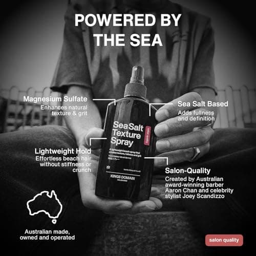 Kings Domain Melbourne Sea Salt Texture Spray | Lightweight Beach Hair Spray for Natural Volume, Grit & Matte Finish | Fuller and Thicker Hair view 5