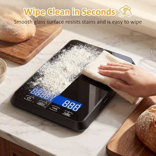 Letron Food Scale, 33 lb / 0.1 oz High Precision Kitchen Scale for Sourdough Bread, Built-in 7 Units, Timing & Tare Function, Rechargeable Digital Kitchen Scale for Food, Baking, Cooking view 6