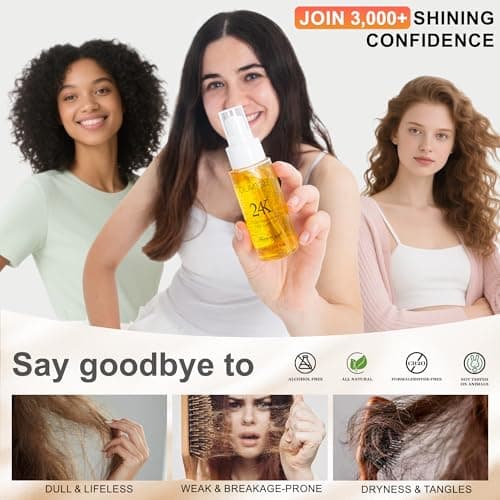 Oumigiz 24K Gold Hair Oil Made in the UK – Repair & Shine Serum with Coconut, Argan & Olive Oils – Vegan Heat Protectant, Frizz Control for Dry, Damaged Hair (2.02 Fl Oz (Pack of 1)) view 7