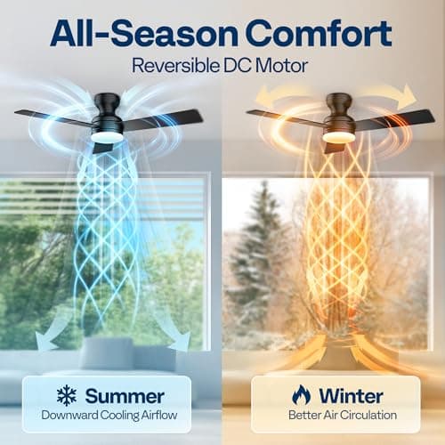 VIVOHOME Ceiling Fans with Lights, 42 inch Low Profile Ceiling Fan with Light and Remote, Flush Mount for Bedroom, Living Room, Garage, 6+1 Speeds, 3CCT, Dimmable, Timer, Quiet Reversible, Black view 4