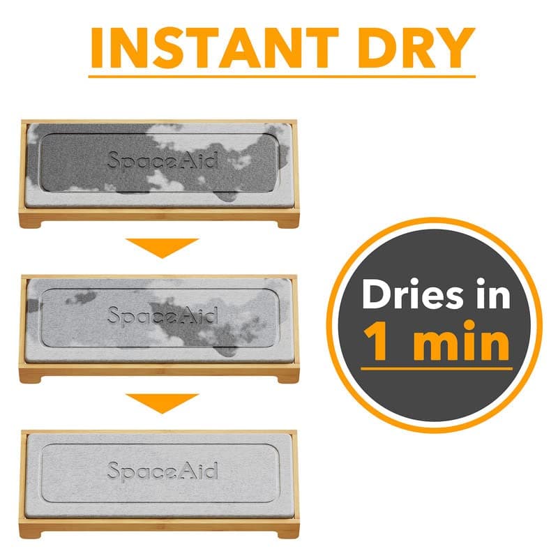 SpaceAid DryingNeat Instant Dry Sink Caddy Organizers, Kitchen Sponge Soap Holder Dispenser, Countertop Fast Drying Counter Tray Rack (Bamboo, Gray) view 4