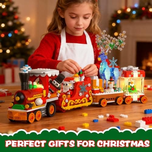 Christmas Train Building Block Set-1461PCS Surprise Christmas Countdown Toys with LED Light Collectible Holiday Block Sets Thanksgiving Xmas Gifts Home Decor for Boys Girls and Adults view 2