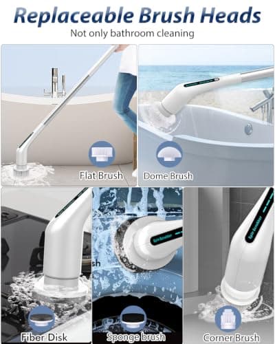 Electric Spin Scrubber, Shower Cleaner with Adjustable Extension Handle view 2