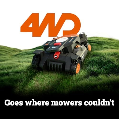 Worx Landroid Vision Cloud 4WD Robot Lawn Mower, No Perimeter Wire Robot Mower for 1/4 Acre, AI Obstacle Avoidance + RTK Cloud Navigation, 84% Slope, Auto Mapping, App Control, Cut-to-Zero, WR341 view 3