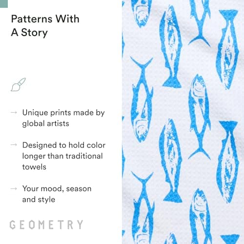 GEOMETRY Tea Towels – Spring & Summer Collection – Quick-Dry, Ultra-Absorbent, Reusable Microfiber Kitchen Towels for Drying & Cleaning - Coastal Catch - 1 Pack view 6