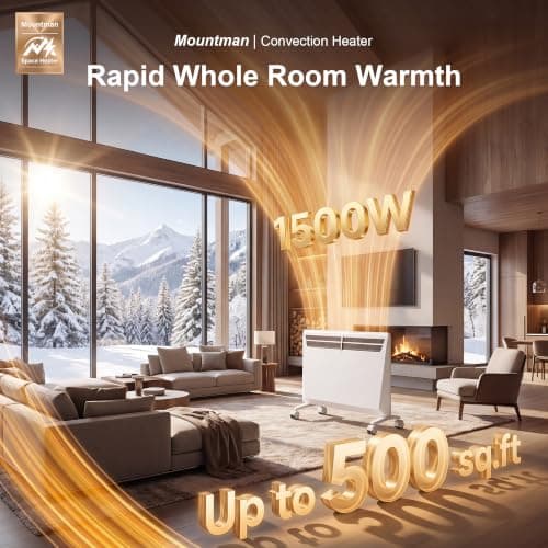 1500W Convection Heater, Space Heater Large Room, Electric Space Heater with Thermostat, Wall Mount/Stand,Tip-over/Overheat Protection,Wifi,Remote,24H Timer,Child Lock,Porcelain White view 2