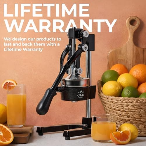 Zulay Kitchen Cast Iron Juicer - Easy-to-Clean Heavy-Duty Manual Juicer, Professional Citrus Juicer - Stainless Steel Lemon Squeezer - Manual Citrus Press & Orange Squeezer - Orange Juicer (Black) view 6