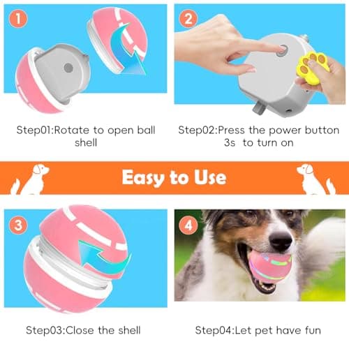 SUJF Smart Interactive Dog Ball, Interactive Dog Toys with Remote Control, Automatic Moving Pet Ball for Medium and Large Dogs, TPU Material, Rechargeable Vibrating Bouncing Pet Toy view 6