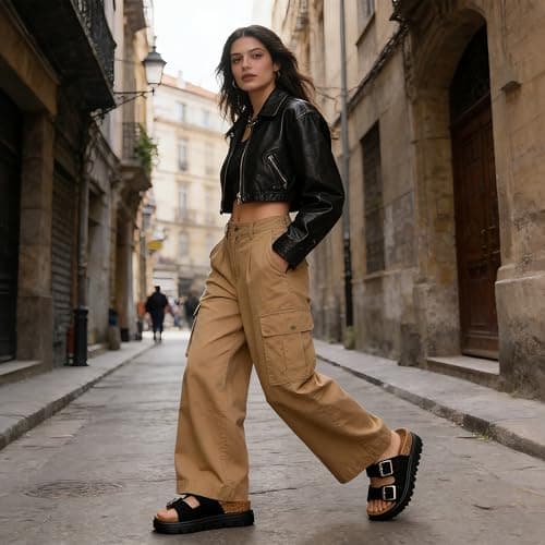 Hofeny Platform Sandals for Women – Genuine Leather Chunky Wedge Slides with Cork Footbed, Arch Support Comfortable Summer Sandals 2026 view 6