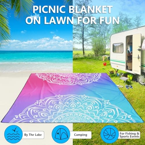 AISPARKY Beach Blanket Waterproof Sandproof, Oversized Large Beach Mat 79" X 83"/120"x108" for 1-8 Adults, Quick Drying&Compact&Lightweight, Picnic Mat Vacation Essentials for Beach Camping Travel view 6