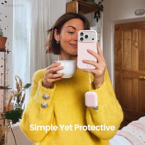 ORNARTO Compatible with AirPods Pro 3 Case 2025, Full Protective Hybrid Silicone for AirPods Pro 3rd Generation Case, Front LED Visible Skin Cover-Chalk Pink view 6