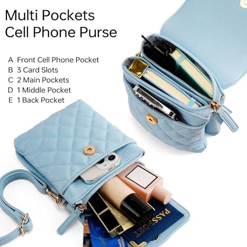 Goinsound RFID Small Crossbody Purses for Women Quilted Cell Phone Purse with RFID Blocking Credit Card Slots view 4