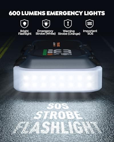 8000A Car Battery Jump Starter, Battery Jumper Starter Portable (All Gas/12L Diesel), 27000mAh 65W Charging Jump Box, Portable Car Jump Starter with 160W DC, 600LM Light, Extended Jumper Cables view 5