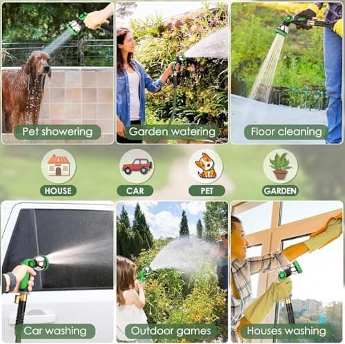 PALRORY Non-Expandable Garden Hose 100 ft, Ultra Lightweight Flexible Water Hose with 10-Pattern Nozzle, Leak-Proof, High-Density Fabric, Thickened Connector, Shut-Off Valve for Yard, Lawn, Outdoor view 6