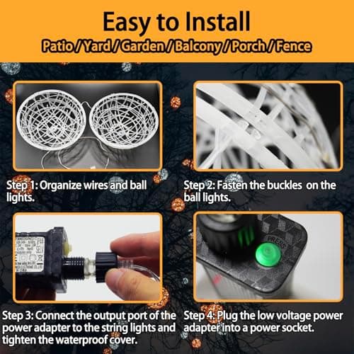 WISEgham Christmas Ball Lights - Outdoor Tree Globe String Lights, 8 Modes Waterproof Sphere Lantern Lights, Christmas Decor for Tree Garden Porch (Warm White, 5pack) view 3