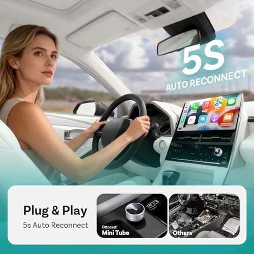 OTTOCAST Mini Tube 2026 Wireless CarPlay & Android Auto Adapter, 5GHz WiFi Auto Connect, Plug & Play for iPhone & Android, Stable Performance, Premium Aluminum Design view 6