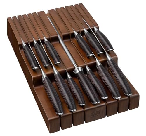 HOSHANHO Kitchen Knife Set with Block, 14PCS Ultra Sharp Knife Block Set | Professional Japanese High Carbon Stainless Steel Chef Knives Set with Sharpener in Knife Drawer Organizer, Ergonomic Handle — image 1