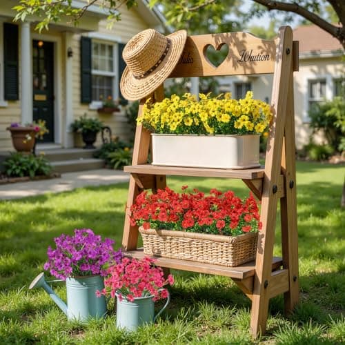 Alupssuc 24 Bundles Artificial Flowers for Outdoors Decoration, UV Resistant Silk Faux Daisy Flora Spring Fake Plastic Plants Greenery for Outside Indoor Yard Home Porch Window Box Decor, Mix 4 Colors view 5