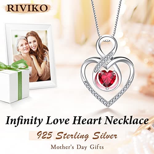 RIVIKO Infinity Heart Symbol Necklace for Women 925 Sterling Silver Love Heart Pendant Valentine's Day Anniversary Birthday Christmas Jewelry Gifts for Women Mom Wife Sister Her Friends view 2