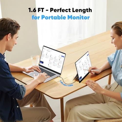 URELEGAN Short USB C Data Monitor Charging Cable 1.6FT 2-Pack,Slim USBC Portable Monitor Video Cable, Short USB 3.2 Gen 2 (8K/4K@144Hz,10Gbps,100W,) Camera,SSD,CarPlay/Android Auto,iPhone 15-17 view 4