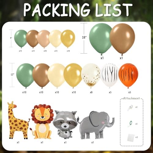Tropical Jungle Animal Theme Birthday Party Balloon Decorations Kit，Ideal for Safari Adventure Birthday Parties, Kids Theme Decorations, Zoo Theme Parties, and Outdoor Adventure Party Decor view 2
