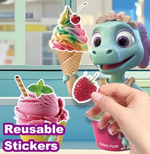 Dino Fun Cooking Sticker Book, Create & Play with 200+ Removable Food Stickers & 11 Playful Kitchen Scenes for Kids 3-6 view 4