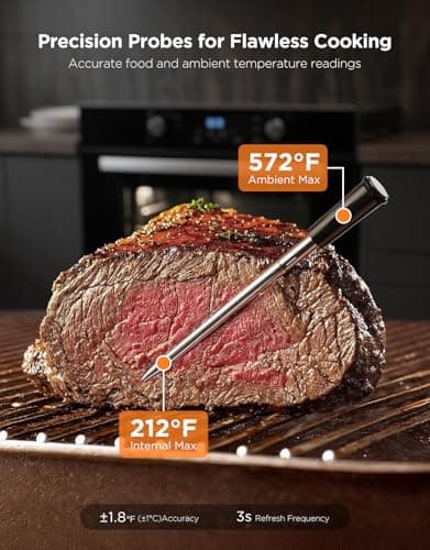 GoveeLife Smart Wireless Meat Thermometer Digital 2 Probes with App Alarm | Stable Bluetooth WiFi Transmission, IP68 Waterproof, Standalone Charge Magnetic Base, Grill Thermometer for BBQ, Smoker, Oven view 6