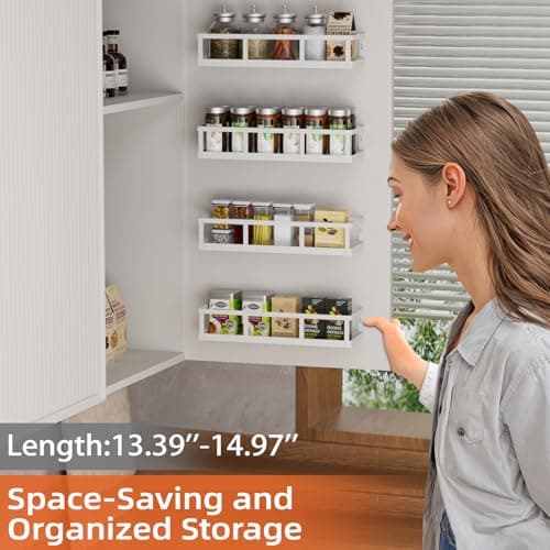Umomi Over The Door Pantry Organizer, 8 Pack Spice Rack Wall Mounted & Hanging Storage Baskets Organizer Wall Mount, Large Capacity Metal Spice Shelf for Kitchen Cabinet, Bathroom, Shower, Home Decor view 3