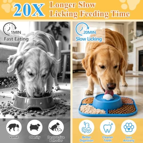 Slow Feeder Dog Bowls 3-in-1 & Lick Mat & Anti-Choking Rolling Ball view 3