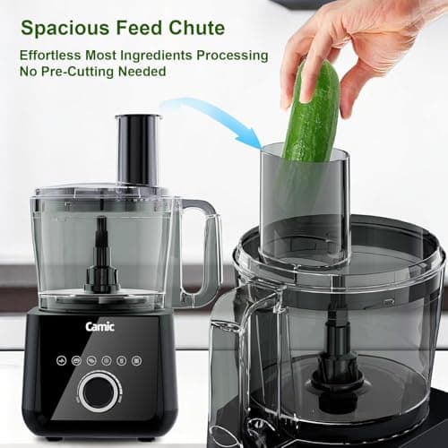 Camic Food Processor, 600W, Shredding and Slicing, French Fries Cutter, Kneading, Meat and Vegetable Chopping, Ice Crushing, 6 Presets, Easy to Operate and Clean for Home Use (Standard Version) view 6