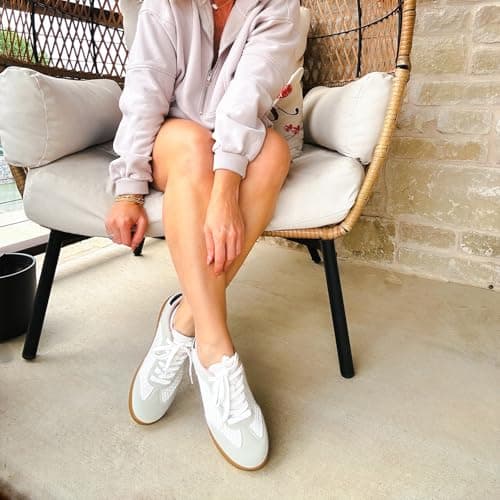 JENN ARDOR Lightweight Sneakers for Women Fashion Lace-Up Tennis Shoes Casual Comfortable Non-Slip Work Walking Everyday Shoes view 2