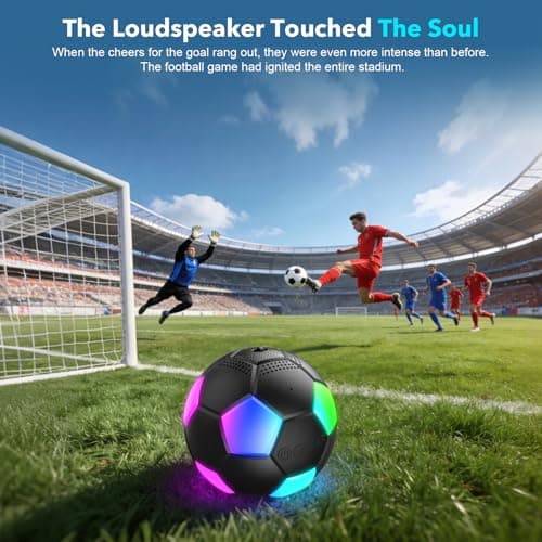 RZLCCL Soccer Ball Shaped Speaker, Portable Wireless Speaker with LED Light, IPX6 Waterproof, 5W Stereo, TWS Pairing, Suitable for Outdoor Travel Speakers for Sports Fans - Black view 6