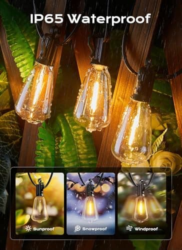 Brightown Outdoor String Lights Patio Lights, 100FT ST38 Shatterproof Dimmable Waterproof Connectable LED Christmas Lights, Hanging Outside Light for Backyard, Porch, Deck, Balcony, Garden, Home Decor view 3