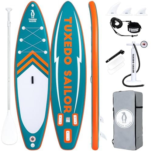 Tuxedo Sailor 10'6"×33"×6" Inflatable Stand Up Paddle Board with Premium SUP Accessories,Adults & Youth for All Skill Levels, Included with Board, Paddle, Pump, Fins, Backpack