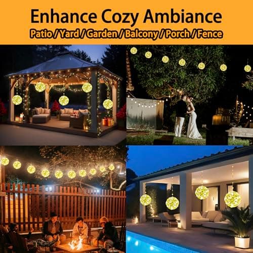WISEgham Christmas Ball Lights - Outdoor Tree Globe String Lights, 8 Modes Waterproof Sphere Lantern Lights, Christmas Decor for Tree Garden Porch (Warm White, 5pack) view 5