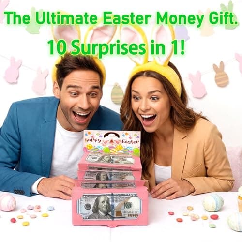 Easter Money Envelope for Cash with 10 Slots, Bunny Card for Easter, Birthday, Graduation, Party Gifts | Creative Cash Envelope for Men, Women, Boys, Girls, Teens, Adults (Pink, 1Pcs) view 3