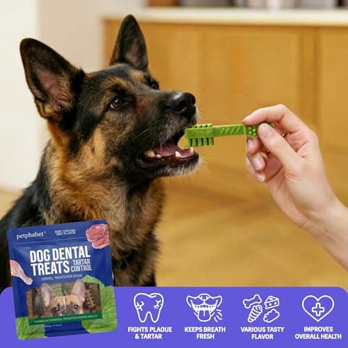PETPHABET Dental Chews for Dogs, 3 Flavor Dog Dental Treats Fresh Mint Chicken & Beef Flavor for Medium Large Breed, Teeth Cleaning Chew Sticks for Bad Breath and Tartar Control, 15 Count Variety Pack view 4