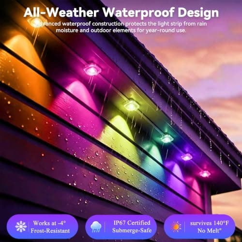 AMURTH 600FT Permanent Outdoor Lights RGB+IC Lights, IP67 Waterproof Smart Eave Lighting, with App/Remote Control Eaves Light, DIY LED Scenes Modes for House Roof Decor Party view 4