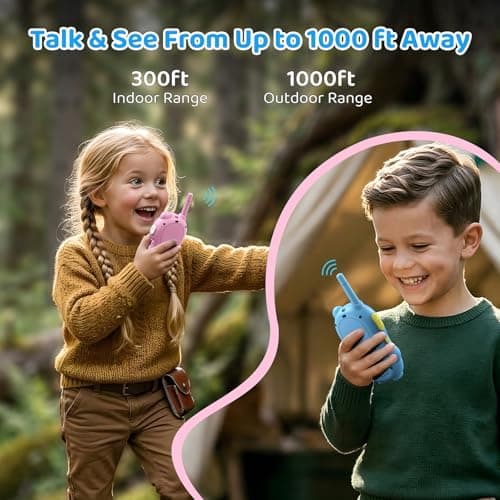 Video Walkie Talkies for Kids, 2 Pack Rechargeable Two Way Radios with Video Call & Audio-Only, Voice Changer & Sticker Effects, Long Range Indoor Outdoor Camping Toys for Boys Girls 3-12 view 3