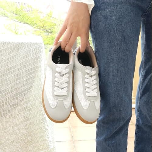 JENN ARDOR Lightweight Sneakers for Women Fashion Lace-Up Tennis Shoes Casual Comfortable Non-Slip Work Walking Everyday Shoes view 3