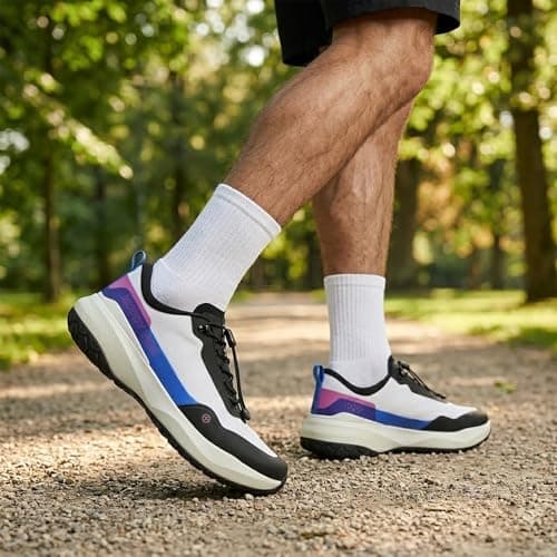 MUDDY VIBE Si-14 Men's Walking Shoes, Lightweight with Arch Support for Long Distance, Breathable Mesh Non Slip Rubber Outsole view 2