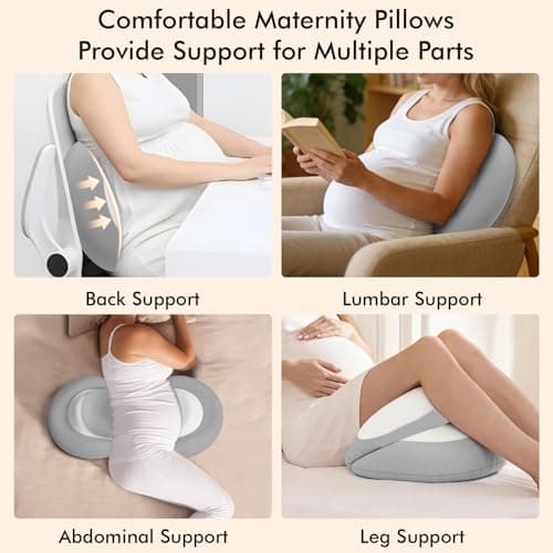 Pregnancy Pillows for Sleeping, Memory Foam Cooling Maternity Wedge Pillow | Adjustable Travel Pregnancy Pillow for Pregnant Women, Small Maternity Pillow with Washable Cover for Belly/Back Support|Grey view 3