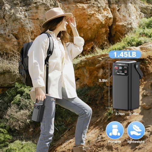 pangootek Portable Power Station 99Wh 27000mAh Portable Charger Power Bank with Camping Light 22.5W Fast Charging QC 3.0 PD Built in Cables Outdoor Generator for Hiking Fishing Travel view 5